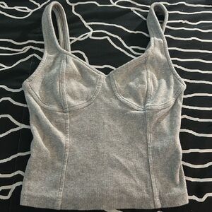 Aerie Light Gray Ribbed Tank Top